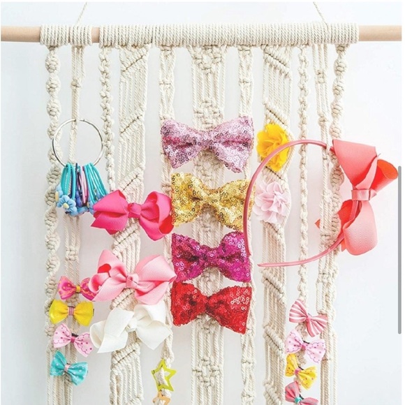 🆕Macrame BÖHÖ Hair Bows_Ties_Clips_Headbands Organizer Storage Wall Decor 4Room - Picture 3 of 17